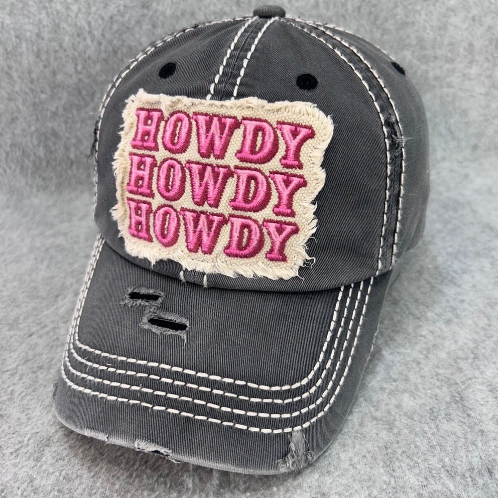 Howdy Howdy Howdy Womens Gray KBETHOS Hat Distressed Western Patch OSFM